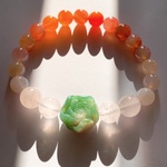 【一点物】希少天然色グリーン桜瑪瑙（さくらめのう）・塩源瑪瑙（えんげんめのう）・ローズクォーツ