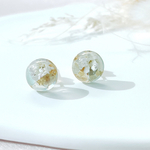 天然石アクアマリンとかすみ草の一粒ピアス＆イヤリング