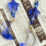 ✨️送料無料✨️ガラスビーズ　月と星　樹脂ピアス　一点モノ　金属アレルギー
