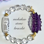 特価品✨一点物✩.*˚水蓮花天珠 フローライト蓮 虹がキラキラクラック水晶 天然石ブレスレット✩.*˚