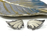 0753 90s VINTAGE EARRING  エナメル フラワーデザイン優雅イヤリング　アンティーク  クラシカル　フラワー　大ぶり　クリップナチュラル　シンプル　オケージョン