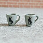 数量限定 ミニチュア コーヒーの入ったシンプルグレーマグカップ (ウサギ)