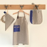 doさまオーダー :  キッズ・エプロンセット「 blue  × brown」