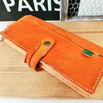 キャメル色ヌメ革の長財布＊ウォレット＊手縫い＊くたくた仕上げ