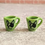 数量限定 ミニチュア コーヒーの入ったシンプルグリーンマグカップ (イヌ)