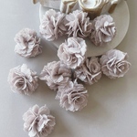  4pcs ＊シフォン お花ボールチャーム（グレー）（0646）
