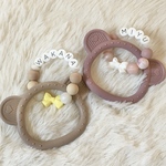 New！！洗えるお名前歯固めラトル＊Bear ribbonプチギフト／出産祝いに