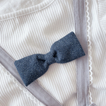 🌟肩紐ズレ対策ク🌟クリップが見えないマルチクリップ / すっきりリボの肩紐クリップ/デニムプリントオックス/ネイビー/濃紺/