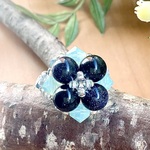 キラキラネイビー⭐︎優しい透け感ブルービーズリング