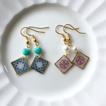 新作 ♡ 涼やか タイル風 サマー ピアス