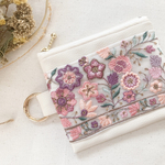 インド刺繍リボン　カラビナ付きポーチ