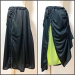 スリット変形ロングスカート　ブラック×ネオンメッシュ