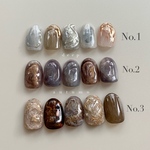 【deep autumn】ネイルチップ　ニュアンスネイルチップ　韓国ネイル　成人式ネイル　ぷっくりネイル