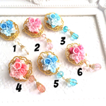 薔薇ブーケのキラキラブローチ☆６カラー