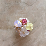 ♡スワロフスキーとピンクオパールの帯留め