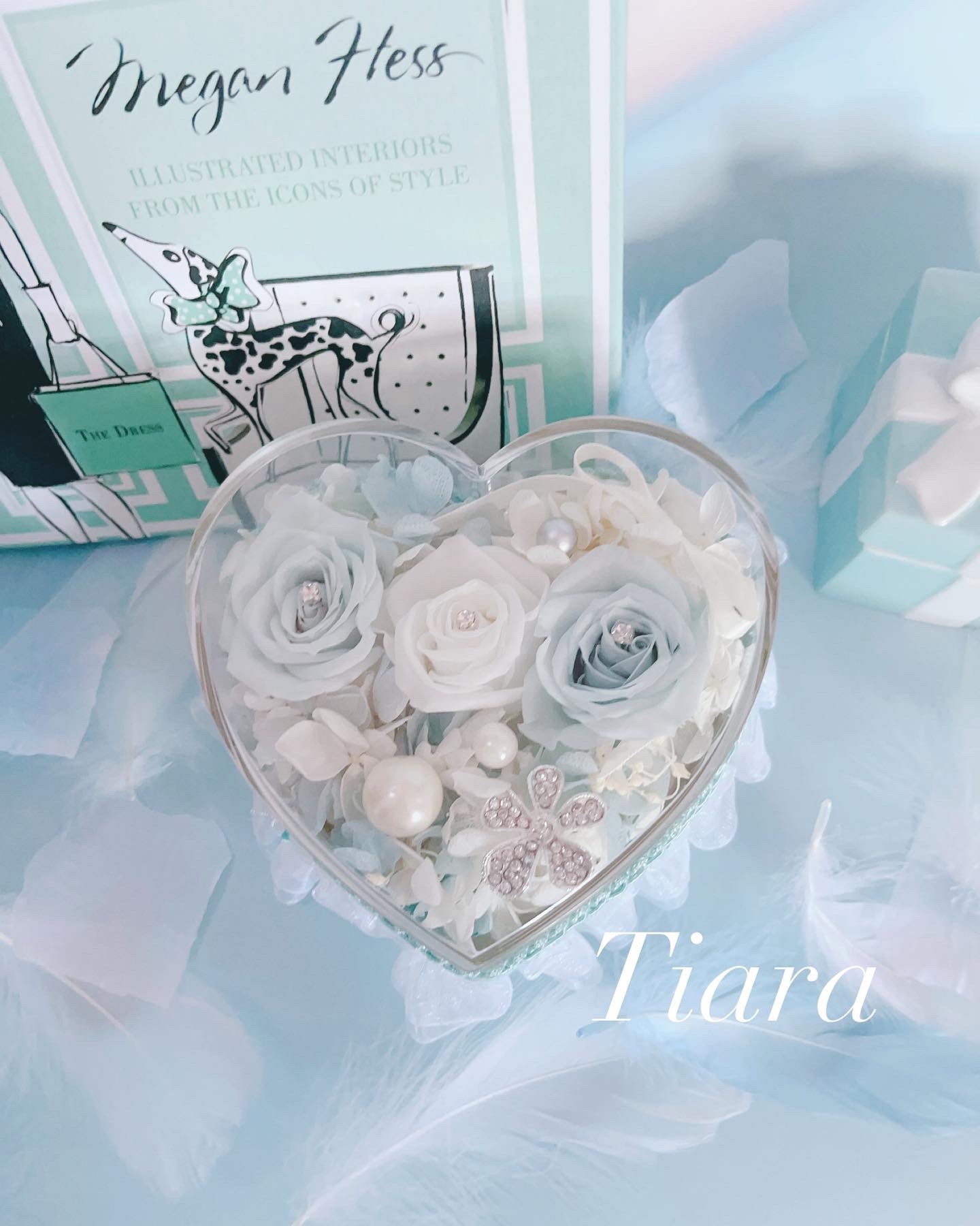 新品ラスト価格☆ティファニーブルーに薔薇ビオニー柄綿100