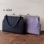 がま口 Ｌサイズ A5 母子手帳ケース プルメリア 刺繍 CHECK&STRIPE がま口バッグ　