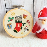 サバトラ猫のクリスマス刺繍枠フレーム🎄壁掛け☆インテリアフレーム