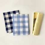 40×60ランチョンマット2枚セット　チェック柄　水色と紺色