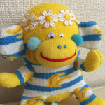 靴下ぬいぐるみ  花冠モンキーちゃん(シマシマバナナ柄)