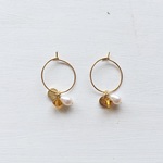 淡水真珠：pearl×stone hoop pierce