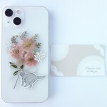 【期間限定1,000円引】インナーシート♡全機種対応　473　ふりむきねこちゃん　ピンク　くすみピンク　ニュアンスカラー　かわいい　猫　スマホステッカー　押し花スマホ　スマホケースインナーシート