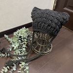 ☆ ストラップ付き 猫耳 ニット帽☆ブラック32