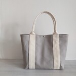 帆布トートバッグ横長 アイスグレー×キナリ 倉敷帆布