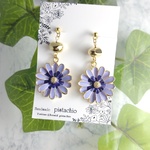 480【2点限定販売】大ぶりのお花・パープル【イヤリング・ピアス】