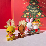 クリスマス　うさぎサンタと赤鼻のトナカイ　つまみ細工　ちりめん細工