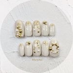ネイルチップ『クリスマスツリーとリース』クリスマスネイル white beige