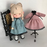 アンティーユ　オビツ11 サイズの服　長袖 ハーフリネンワンピ