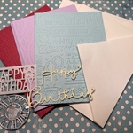 バースデーカード　シンプル　3組セット③水色　薄紫　赤