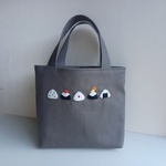 おにぎり刺繍のミニトートバッグ
