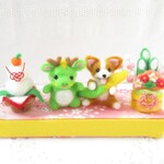 送料無料🌸コーギーちゃんと辰さんのお正月🐉💗🎍羊毛フェルト　犬　