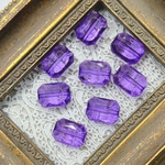 【18×13mm  8個】レンタングル ダイヤカット アクリルビーズ  パープル アンティーク風 ヴィンテージ調  長方形 