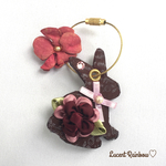 【Sale 45% off】送料無料! うさぎ レザー キーリング スワロ＆お花つき　R_B*R