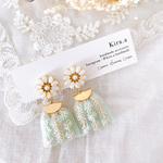 インド刺繍イヤリング　お花カボション