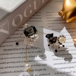 ブラックダイヤ💎ビジューチェーンシャンデリアデザインピアス＆イヤリング