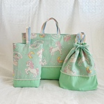 入園入学準備☆just cuteユニコーン3点セット☆ミント（エメラルド）