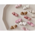 velvet double heart clip  キッズヘアアクセサリー　キッズヘアピン　フラワー　クリップ　出産祝い　ギフト　誕生日　お祝い　プチギフト