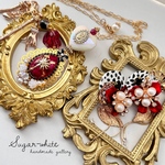 🉐 Rose set ①🥀  薔薇のドライフラワーアクセサリー 3点セット  《ネックレス+耳飾り+ブレスレット》