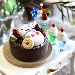 227 ＊冬のスイーツ　雪だるまのクリスマス＊　ミニチュアスイーツ　粘土　ドールハウス　シルバニア　オビツ　オブジェ　クレイスイーツ　クリスマス