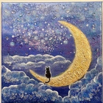 黒猫と三日月夜