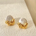 淡水パール ピアス ／樹脂イヤリング／ 樹脂ピアス ゴールド 
