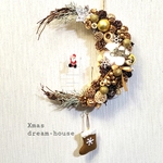 送料無料🌜️三日月✨🎄Xmasゴールドリース　玄関リース