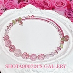 ［再販17］お姫様の時間です💖　ピンクトパーズを花束にして💐シングル　ワイヤーブレスレッド　天然石　#minne_new  Swarovski  #ピンクトパーズ