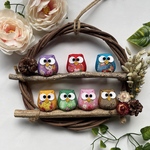 福・梟♪手作り 森の七色七福ふくろうリース　七福神風オリジナル　お正月