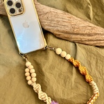 MINI wood ballとパラコードのストラップ　beige×orange