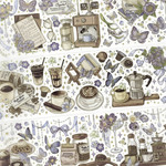 3シート入り箔押しシール Coffee<S594>